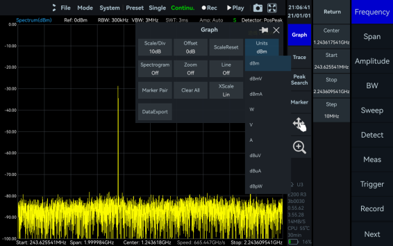 Multiple Unit Display measurement screen in Vector Signal Studio
