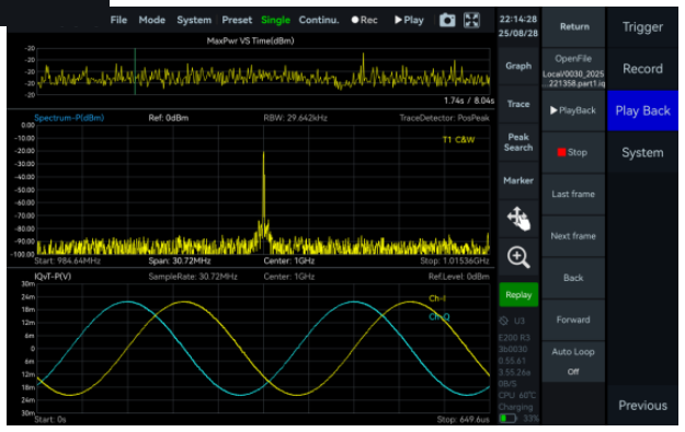 SpecICX-gen3 screenshot: Data Record and Playback.