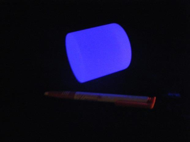 CeBr3 scintillation crystal under UV